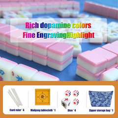 American Mini Mahjong Set 166 Mahjong Tiles 0.9-Inch American Mahjong Game Pink