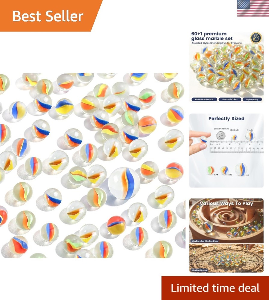 Creative 61PCS Glass Marbles Game Set – Perfect for Indoor Fun & Learning