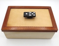CARDINAL IND. DOMINOES MEXICAN TRAIN w/INSTRUCTIONS in HANDCRAFTED WOOD BOX