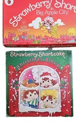 Vintage Strawberry Shortcake Lot- Board Game, 3 Puzzles & 4 Vinyl Records