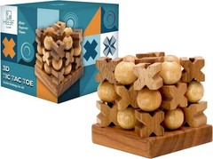 3D Wooden Tic Tac Toe Game Rustic Coffee Table Decor Family Gift Fun for All