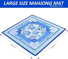 Blue American Learning Mahjong Mat (33”X33”) with Black Carrying Bag, Anti-Slip,
