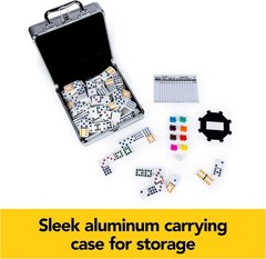 Spin Master Games, Mexican Train Dominoes Set in Aluminum Carry Case, Includes C