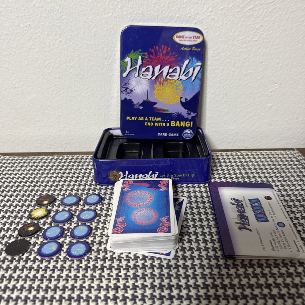 Hanabi Strategy Card Game Travel Tin Case Spin Master Complete New Condition