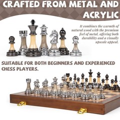 Luxury Large Chess Set 17 Inch Wooden Chess Board with Metal and Acrylic Ches…