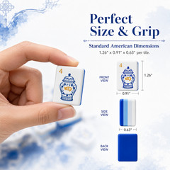 160 Blue and White Porcelain American mahjong tiles, 4-layer acrylic engraving