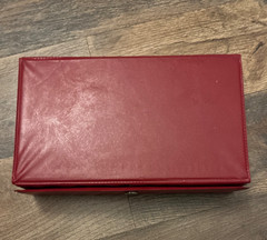 Cardinal Domino Set Vintage Red Snap Vinyl Case Ivory Tiles Complete VG