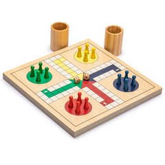 2-in-1 Reversible Wooden Snakes and Ladders, Ludo Game Set – 11.3″