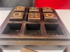 Tic Tac Toe Family Board Game Home Coffee Table Decor | Wood/Gold