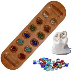 WE Games Solid Wood Mancala Board Game with Walnut Stain New Sealed