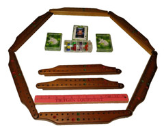 PEGS & JOKERS SOLID WALNUT Social Security Board game 8 Player Unicorn Cards and