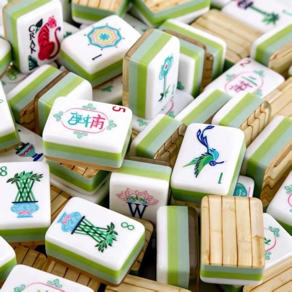 NEW! Vibrant Bamboo Grain Acrylic 4-Layer American Mahjong Tile Set 160 Tiles