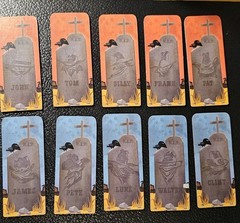 Flick ’em Up Game 10 Cowboy Tiles BLUE and RED Cardboard Piece Parts Only 2016