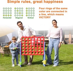 Patent Authorized Giant 4 Connect in a Row Game, Height Adjustable Jumbo Yard…