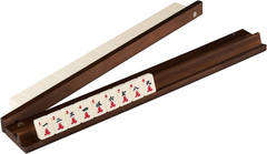 American Walnut Wood Mahjong Racks with Pushers, 4Pcs Mahjong Racks Set for Mahj