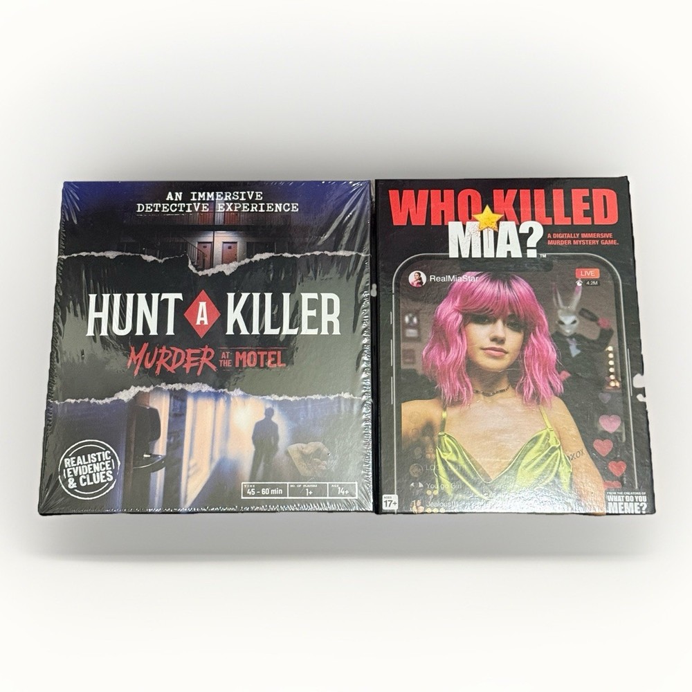 Lot Of 2 Murder Mystery Game Hunt A Killer Murder at The Motel & Who Killed Mia