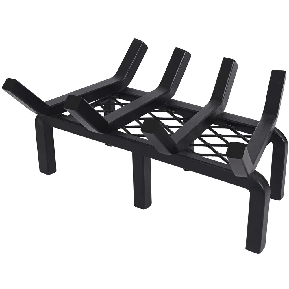 TwentyNext 14 Inch Fireplace Grate with Ember Retainer,Cast 14 Inch, Black