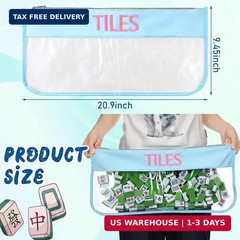2 Pcs Embroidered Mahjong Canvas Tote Bags Large Empty Mah-Jong Tile Bag Mahjong