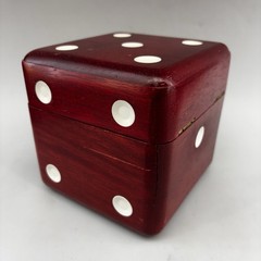 Vintage Cube Compact Portable Multi Game Set in Wooden Dice Box Japan Cards