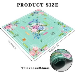 Mahjong Table Mat Set Non-Slip Durable Playmat Game Rules Floral Design New