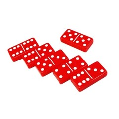 Dominoes Double Six Jumbo Set of 28 Red title w/White Dots (US Seller)