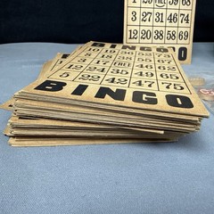 Rare Antique Bingo Set Complete with 50 Cards, Wooden Call Numbers New Unplayed