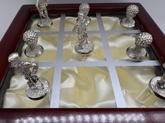 Tic Tac Toe Golf Coffee Table Game In Satin Lined Wood Box (x)