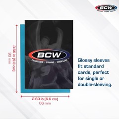 BCW Elite2 Glossy Card Sleeves – Azure |100ct | Crystal-Clear Front | Text