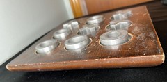 Wooden Tic Tac Toe Classic Heavy Coffee Table Game w/ Metal Pieces 9.5”x9.5”