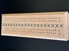 Sterling Games Deluxe Wood Cribbage Board Game Box Set Inlaid Card Peg Storage