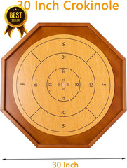 30 Inch Crokinole Board Game Set with Checkers Discs Bag Family Tabletop Game