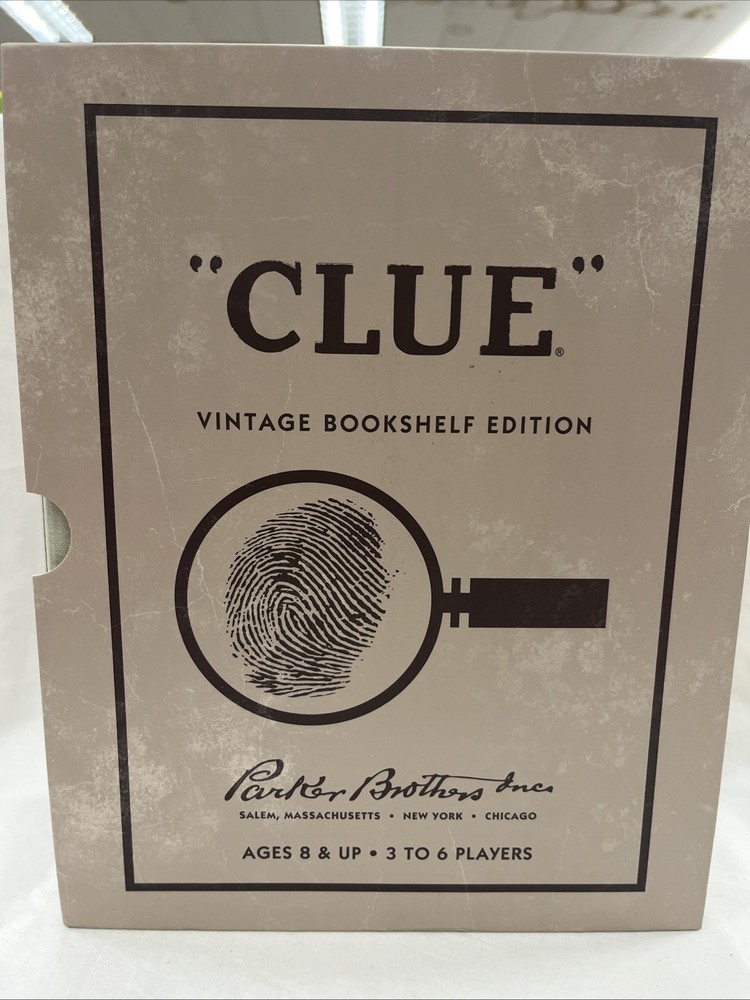 Clue Vintage Bookshelf Edition Deluxe Collectible Linen Book Board Game NEW