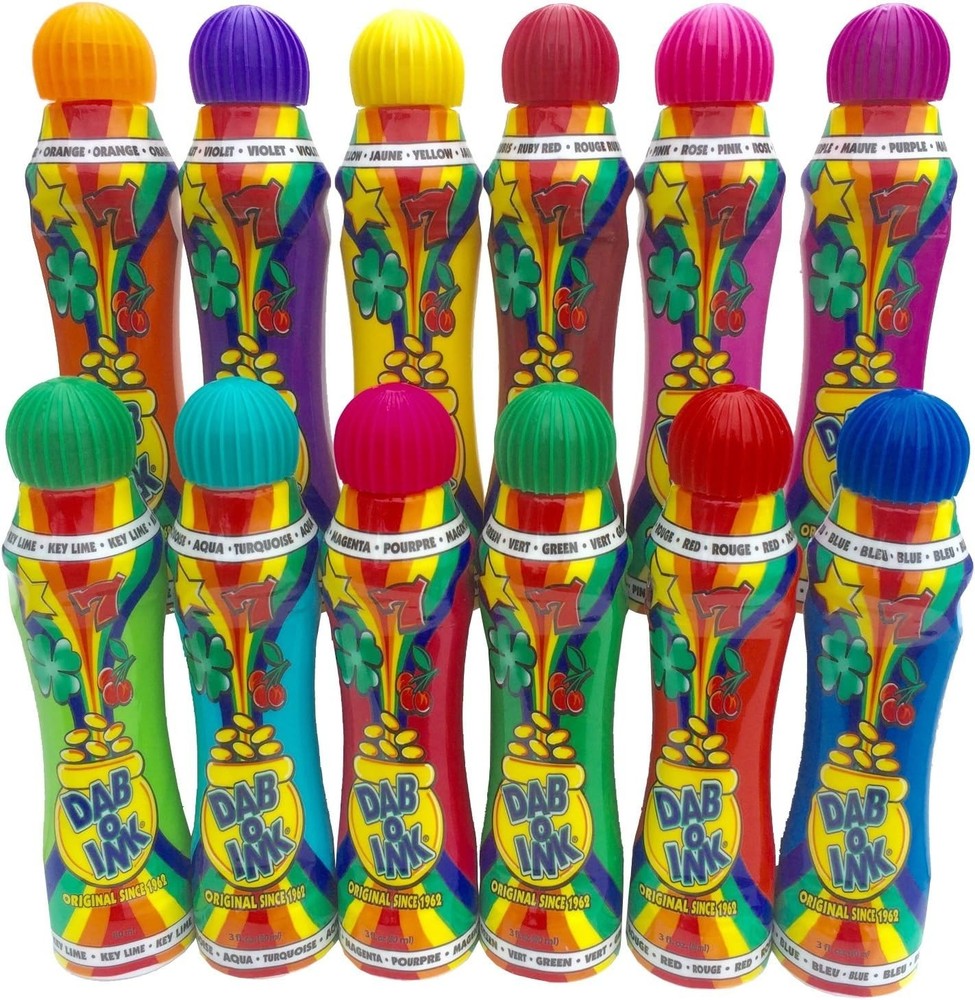 Dab-O-Ink 3oz Bingo Daubers – Mixed Colors – 12ct