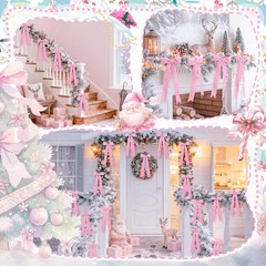 12 Pcs Pink Velvet Bows for Christmas 11″ x 5.5″ x 1.5″ (each bow),