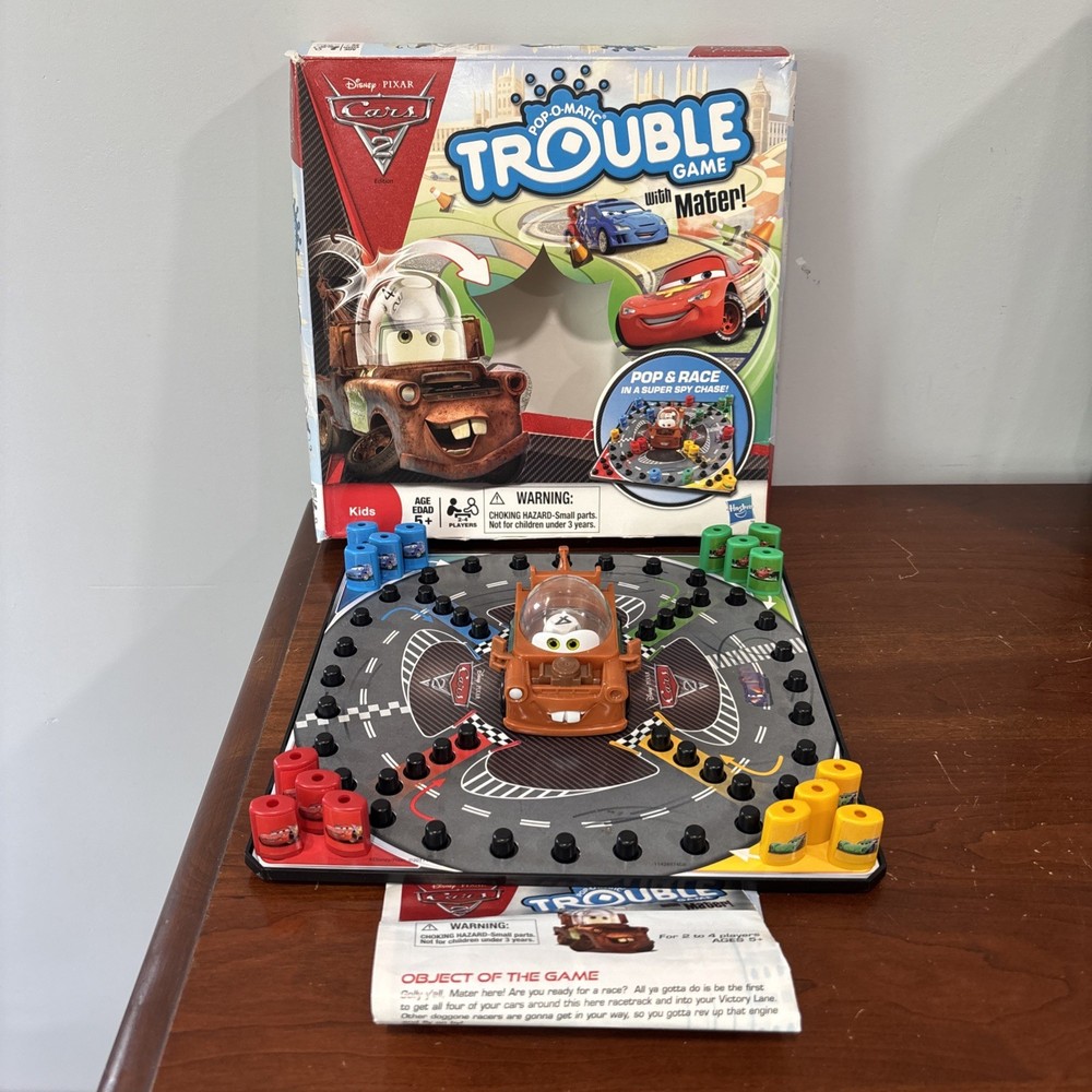 Hasbro Disney Pixar Cars 2 Pop-O-Matic Trouble Game With Mater Complete Box