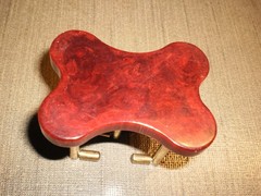 VTGE MAH JONG MAJONG SWIRLED RED BURGUNDY CATALIN BAKELITE CHIP COIN BANK CADDY
