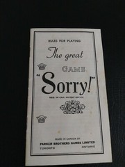 Vtge P.B. SORRY Slide Pursuit Board Game-1964 Complete Bi-lingual Inst.