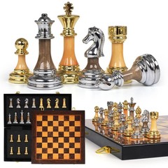 Luxury Large Metal & Acrylic Chess Set with Wooden Chess Board (17”) – Weighted