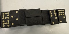 Vintage Dominoes Lot Black Embossed Crown Floral Spinner Tiles Leather Cas