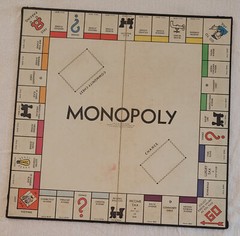 1937 Vintage Monopoly Black Box & Board with Metal Tokens Wood Houses & Hotels
