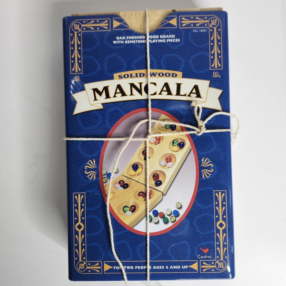 VTG Cardinal Solid Wood Folding Mancala Game With Metal Tin Sleeve Case Parts