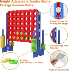Patent Authorized Giant 4 Connect in a Row Game, Height Adjustable Jumbo Yard…