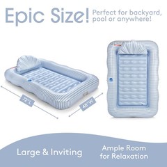 Inflatable Pool Lounger Float 72 x48 XL Blue Stripe Tanning FUNBOY 72×48 Luxury