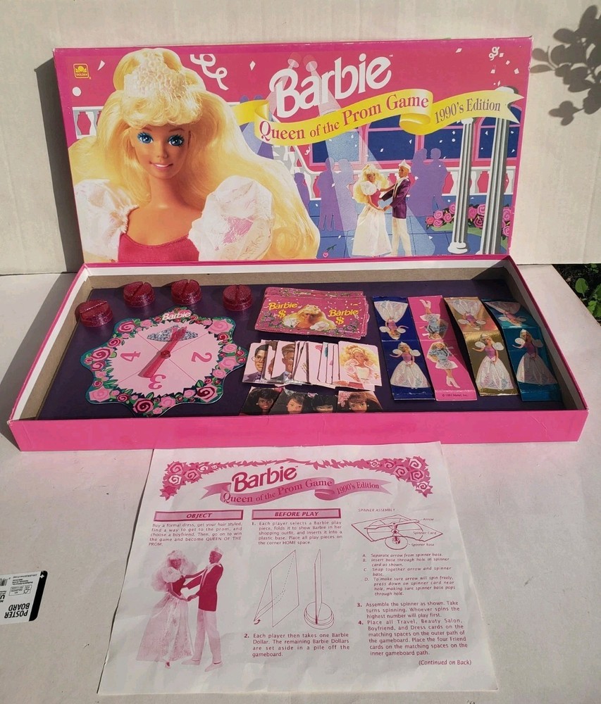 Vtg 1991 Barbie Queen Of The Prom Board Game COMPLETE 1990’s Edition Golden Game
