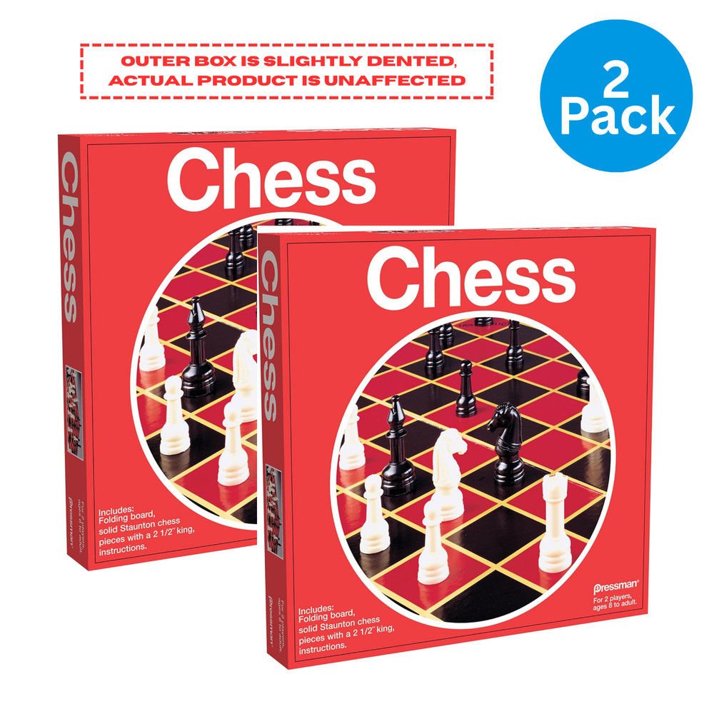 2 Pack Pressman Chess Board Game New Dented Box Folding Board Complete 5″