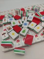 Terrific Tidings Christmas Inspired 4-Layer Red Back American Mahjong Tiles