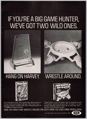 1970 Ideal Action Games Vintage Toy Ad Hang on Harvey & Wrestle Around