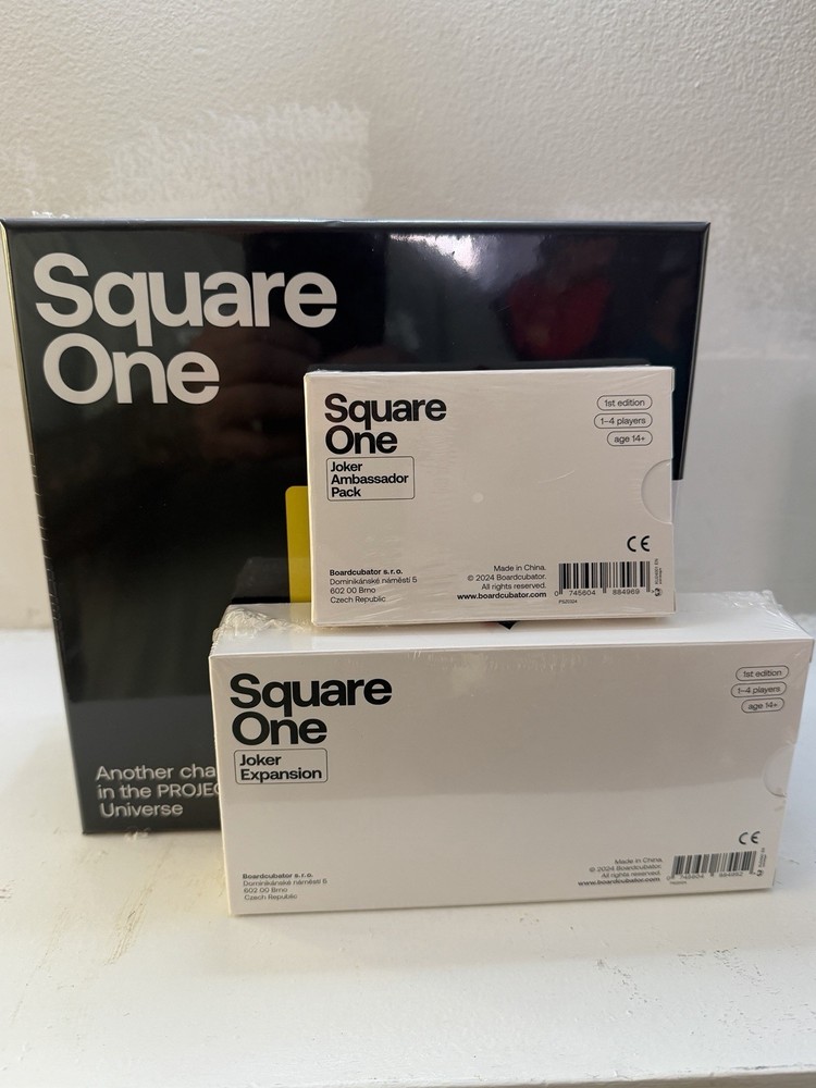 Square One Board Game Bundle New Sealed + Joker Expansion + Ambassador Pack.