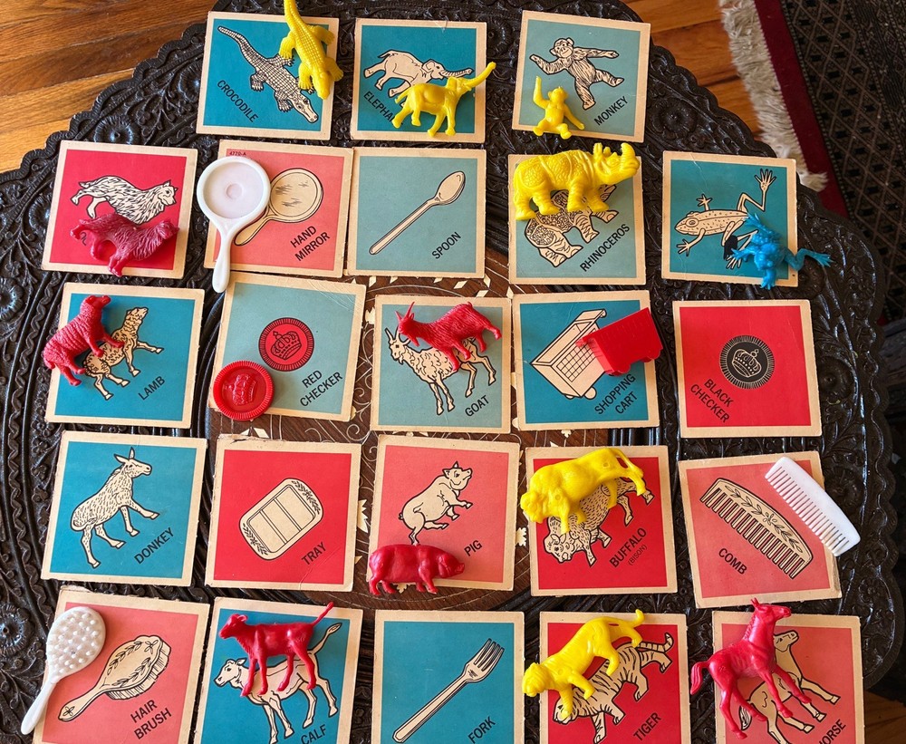 Vintage 1967 Feely Meely Milton Bradley Plastic Animal Game Incomplete