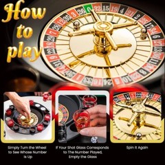Juego de beber estilo casino con 2 bolas y 16 vasos, 12 x 12 x 3 inches NUEVO US